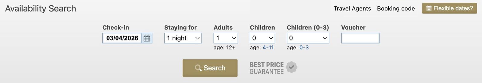 Screenshot of an uninspiring hotel booking engine